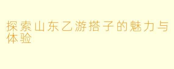 探索山东乙游搭子的魅力与体验