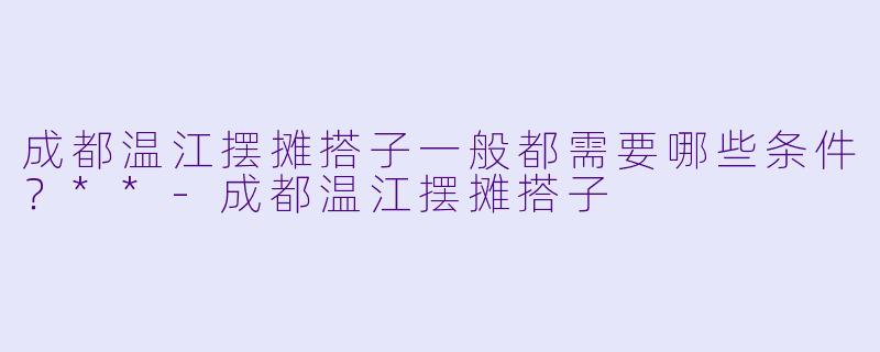 成都温江摆摊搭子一般都需要哪些条件?**