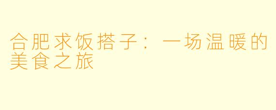 合肥求饭搭子：一场温暖的美食之旅