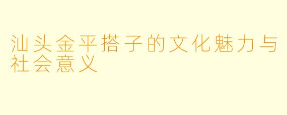 汕头金平搭子的文化魅力与社会意义