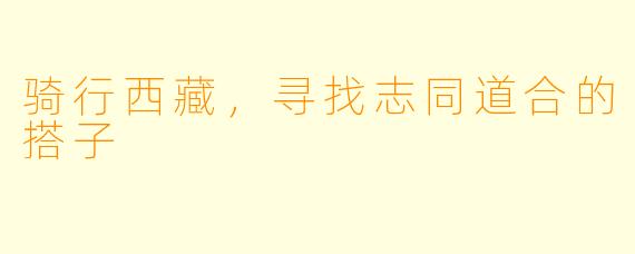 骑行西藏，寻找志同道合的搭子