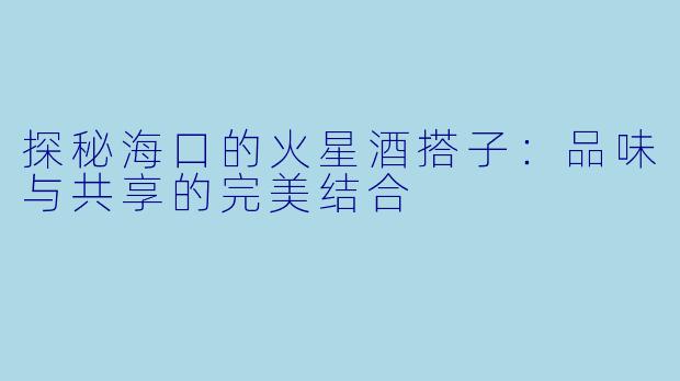 探秘海口的火星酒搭子：品味与共享的完美结合