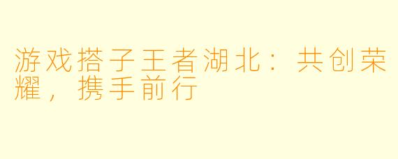 游戏搭子王者湖北：共创荣耀，携手前行
