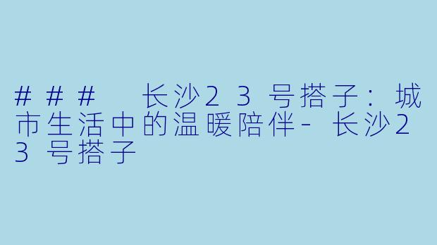 ### 长沙23号搭子：城市生活中的温暖陪伴-长沙23号搭子