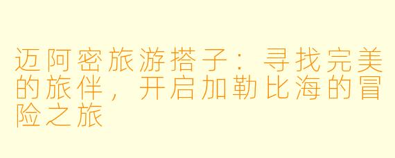 迈阿密旅游搭子：寻找完美的旅伴，开启加勒比海的冒险之旅