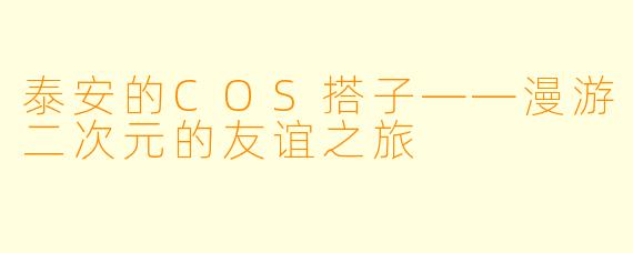 泰安的COS搭子——漫游二次元的友谊之旅