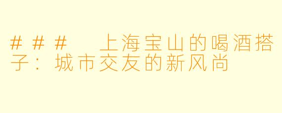 ### 上海宝山的喝酒搭子：城市交友的新风尚