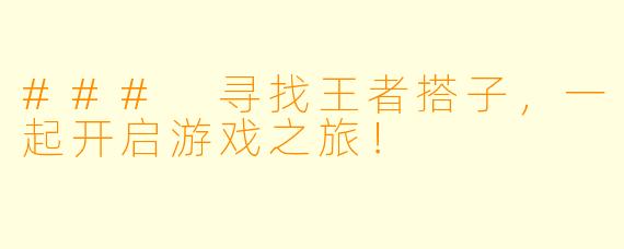 ### 寻找王者搭子,一起开启游戏之旅!