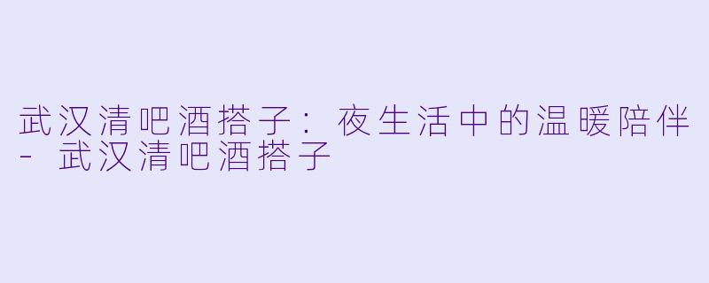 武汉清吧酒搭子：夜生活中的温暖陪伴-武汉清吧酒搭子