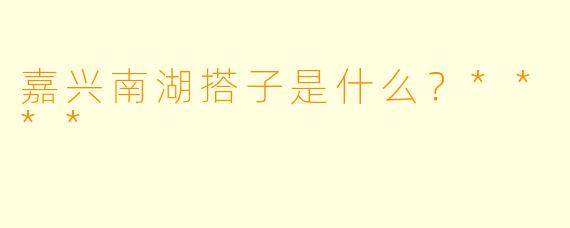 嘉兴南湖搭子是什么？****