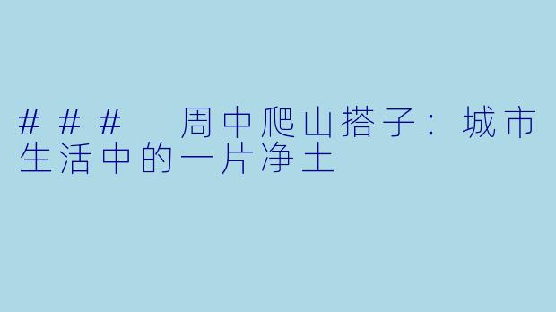 ### 周中爬山搭子:城市生活中的一片净土