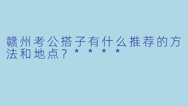 赣州考公搭子有什么推荐的方法和地点?****