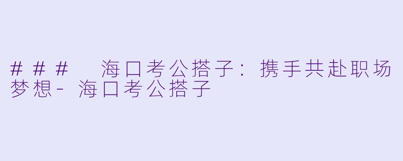 ### 海口考公搭子：携手共赴职场梦想-海口考公搭子