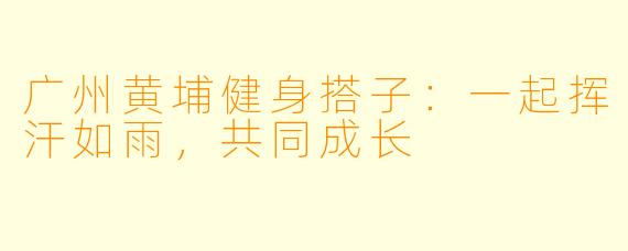 广州黄埔健身搭子:一起挥汗如雨,共同成长