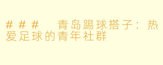 ### 青岛踢球搭子：热爱足球的青年社群