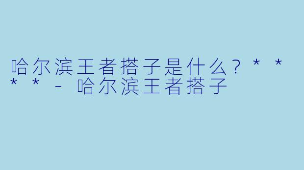 哈尔滨王者搭子是什么？****-哈尔滨王者搭子