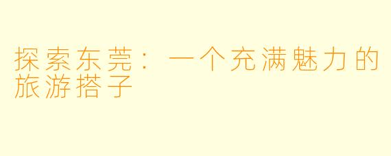 探索东莞：一个充满魅力的旅游搭子