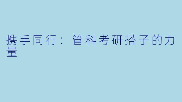 携手同行：管科考研搭子的力量