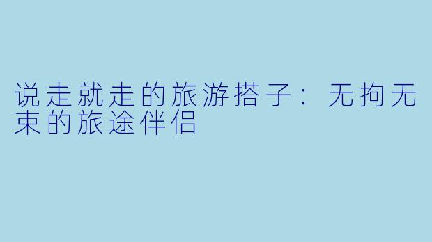 说走就走的旅游搭子：无拘无束的旅途伴侣