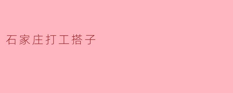石家庄打工搭子