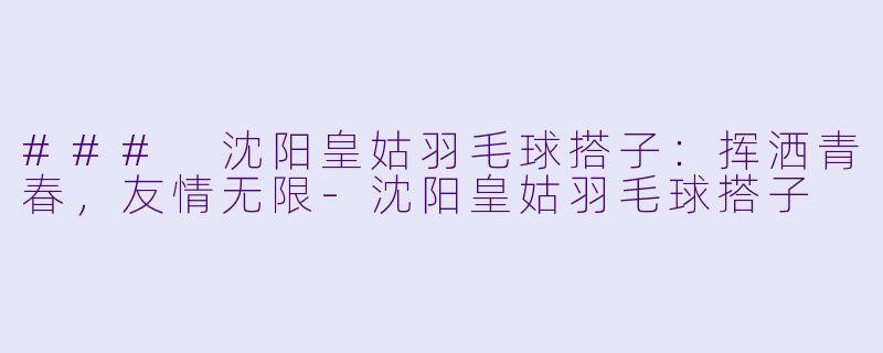 ### 沈阳皇姑羽毛球搭子：挥洒青春，友情无限-沈阳皇姑羽毛球搭子