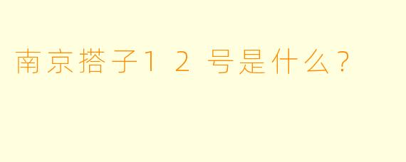 南京搭子12号是什么？  