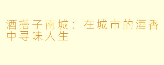 酒搭子南城:在城市的酒香中寻味人生