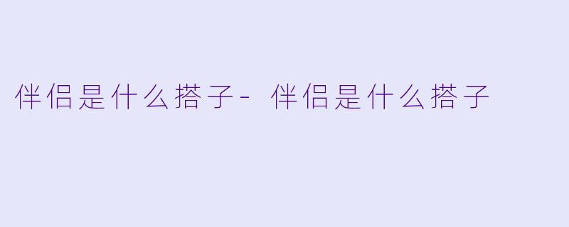 伴侣是什么搭子