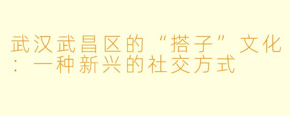 武汉武昌区的“搭子”文化:一种新兴的社交方式