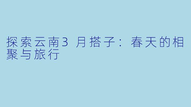 探索云南3月搭子：春天的相聚与旅行