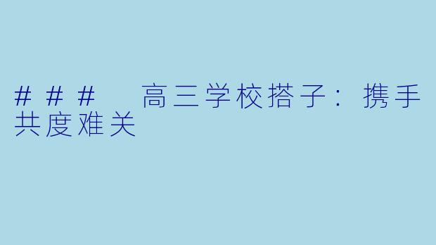 ### 高三学校搭子：携手共度难关