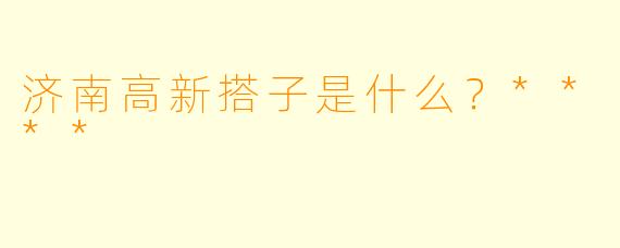 济南高新搭子是什么？****