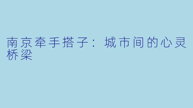 南京牵手搭子：城市间的心灵桥梁
