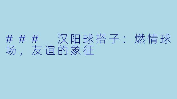 ### 汉阳球搭子:燃情球场,友谊的象征