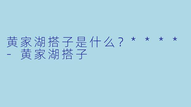 黄家湖搭子是什么？****
