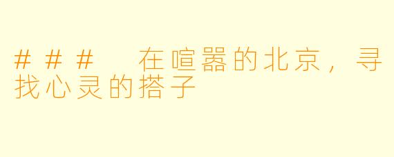 ### 在喧嚣的北京，寻找心灵的搭子