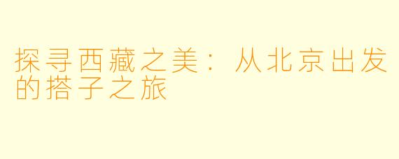 探寻西藏之美:从北京出发的搭子之旅