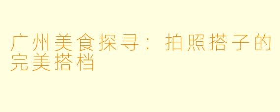广州美食探寻：拍照搭子的完美搭档