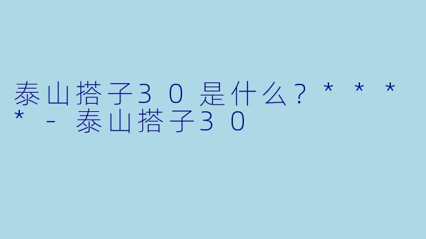 泰山搭子30是什么？****