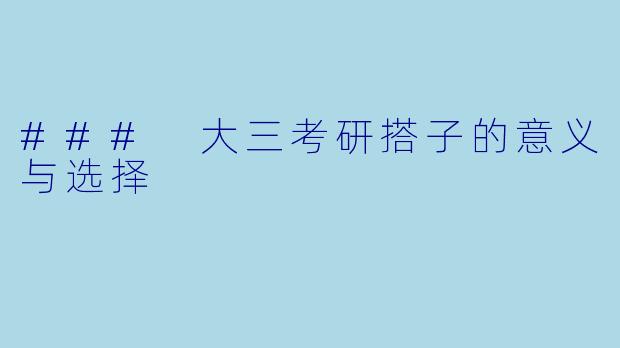 ### 大三考研搭子的意义与选择