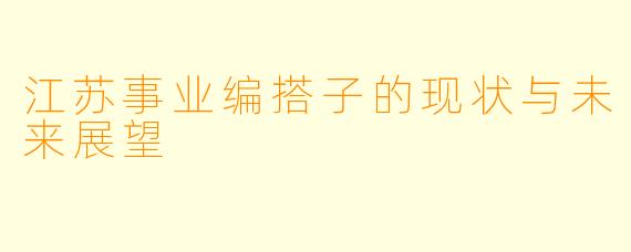 江苏事业编搭子的现状与未来展望