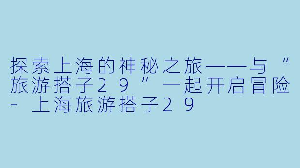 探索上海的神秘之旅——与“旅游搭子29”一起开启冒险