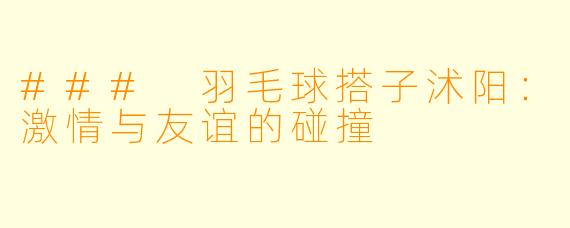 ### 羽毛球搭子沭阳：激情与友谊的碰撞