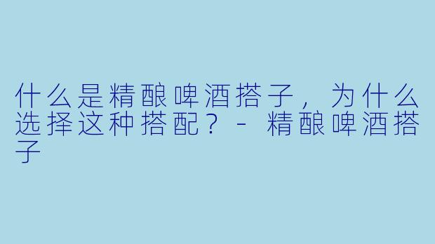 什么是精酿啤酒搭子,为什么选择这种搭配?