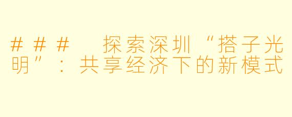 ### 探索深圳“搭子光明”：共享经济下的新模式