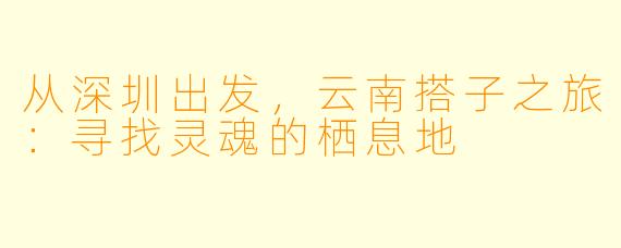 从深圳出发，云南搭子之旅：寻找灵魂的栖息地