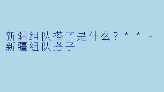 新疆组队搭子是什么？**