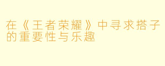 在《王者荣耀》中寻求搭子的重要性与乐趣