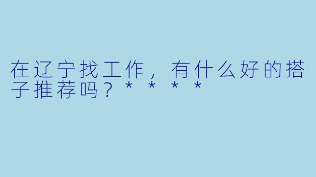 在辽宁找工作,有什么好的搭子推荐吗?****