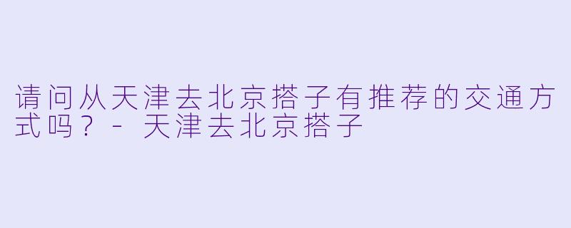 请问从天津去北京搭子有推荐的交通方式吗？